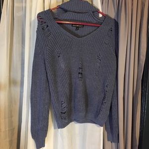 Distressed knit sweater